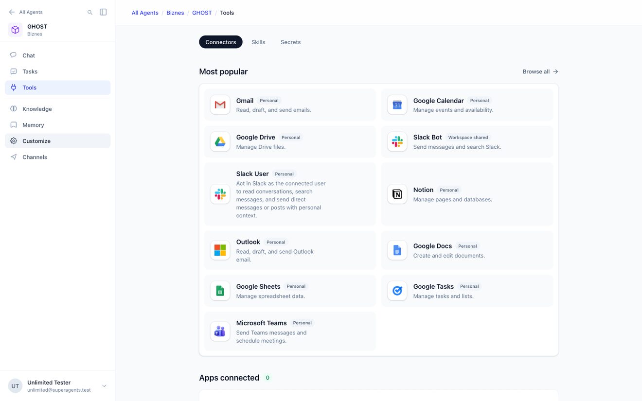 Legatus connectors - Gmail, Google Calendar, Slack, Notion, Outlook and more